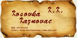 Kosovka Kaznovac vizit kartica